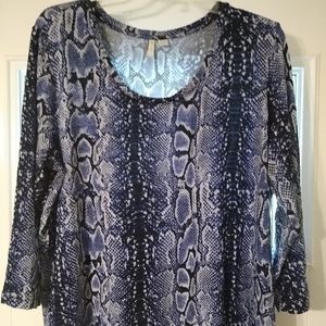Blue snakeskin printed blouse